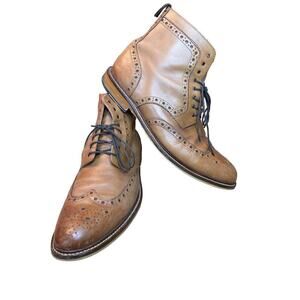 Aston Grey Payton Wingtip Leather Boots